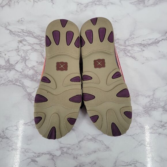 Twisted X Serape Purple Canvas Boat Shoe Driving Moccasins LIKE NEW - Picture 6 of 9